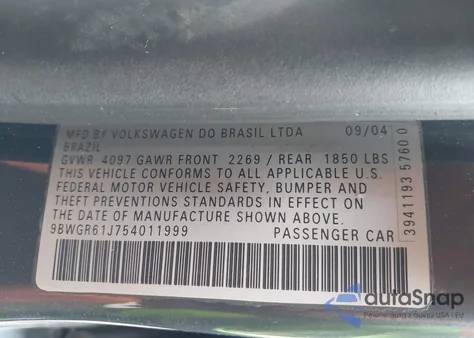 2005 Volkswagen Golf Gls Tdi из США, поврежденный, VIN 9BWGR61J754011999